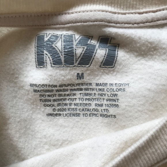 KISS Pull Over Sweatshirt Womens Medium Cream Animal Print Crew Neck Long Sleeve - Picture 3 of 11